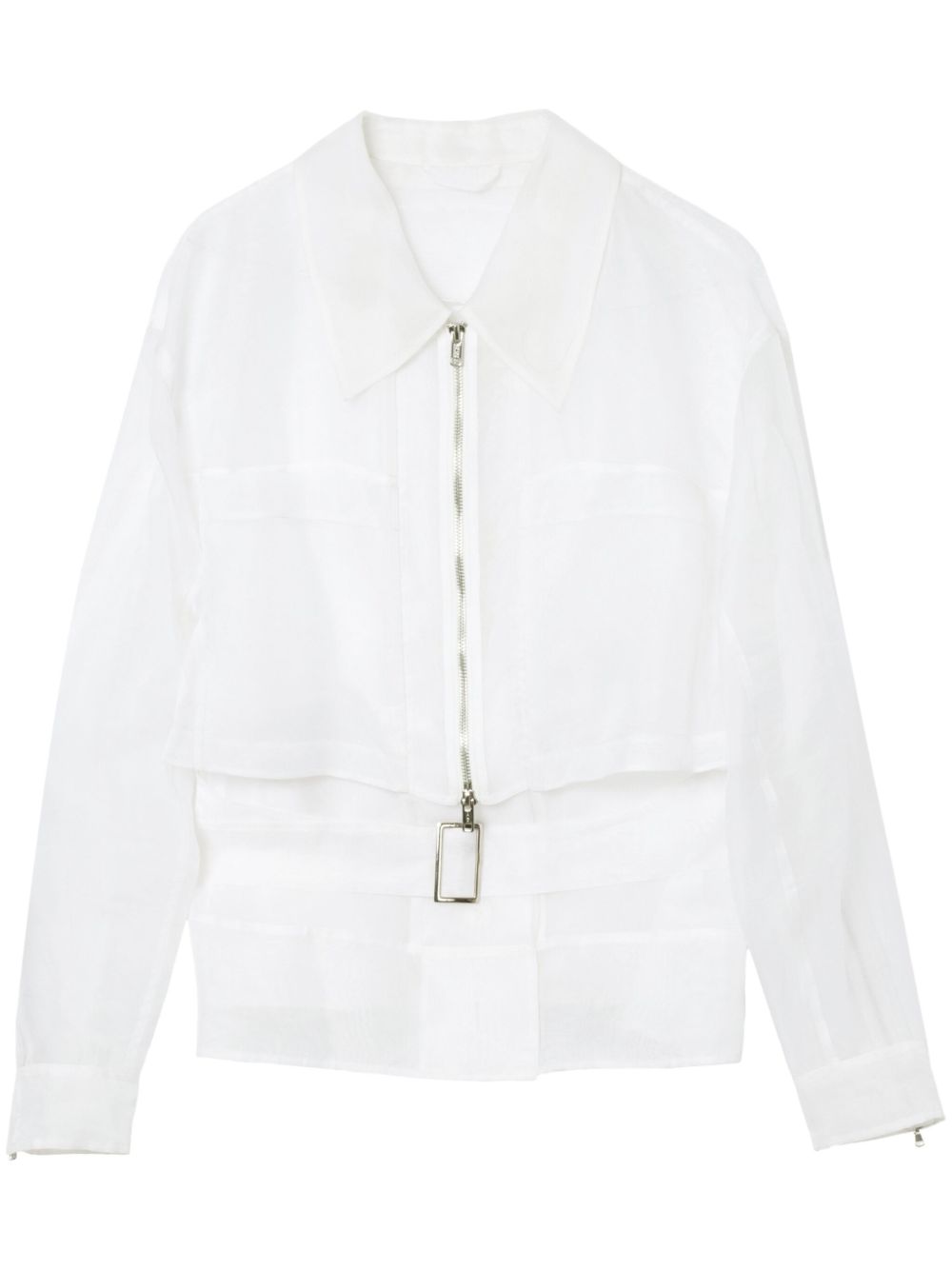 3.1 Phillip Lim 分层式束腰真丝夹克 - 白色