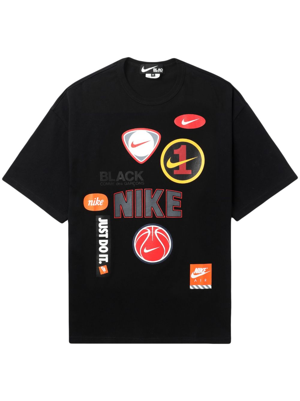 Black Comme Des Garçons logo印花棉T恤 - 黑色