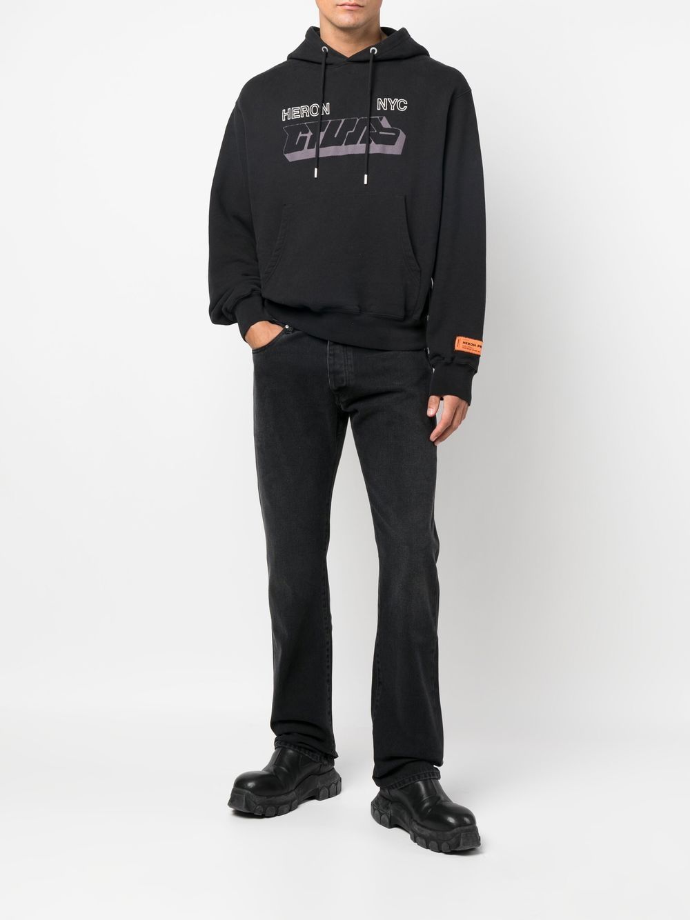 Heron Preston 图案印花平纹针织连帽衫 - 黑色