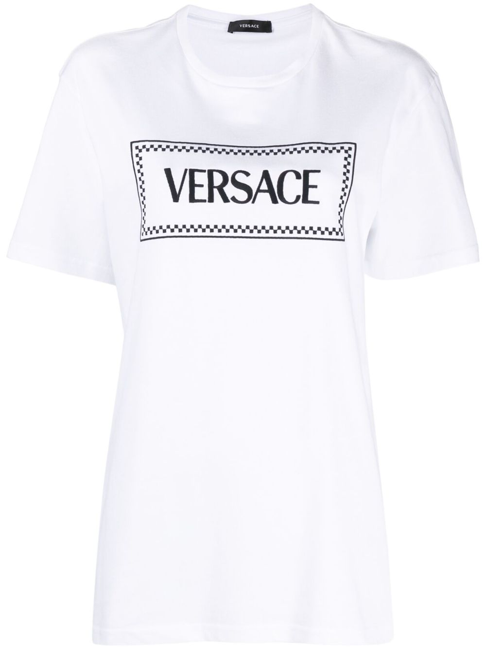 Versace 90年代复古风logo刺绣T恤 - 白色