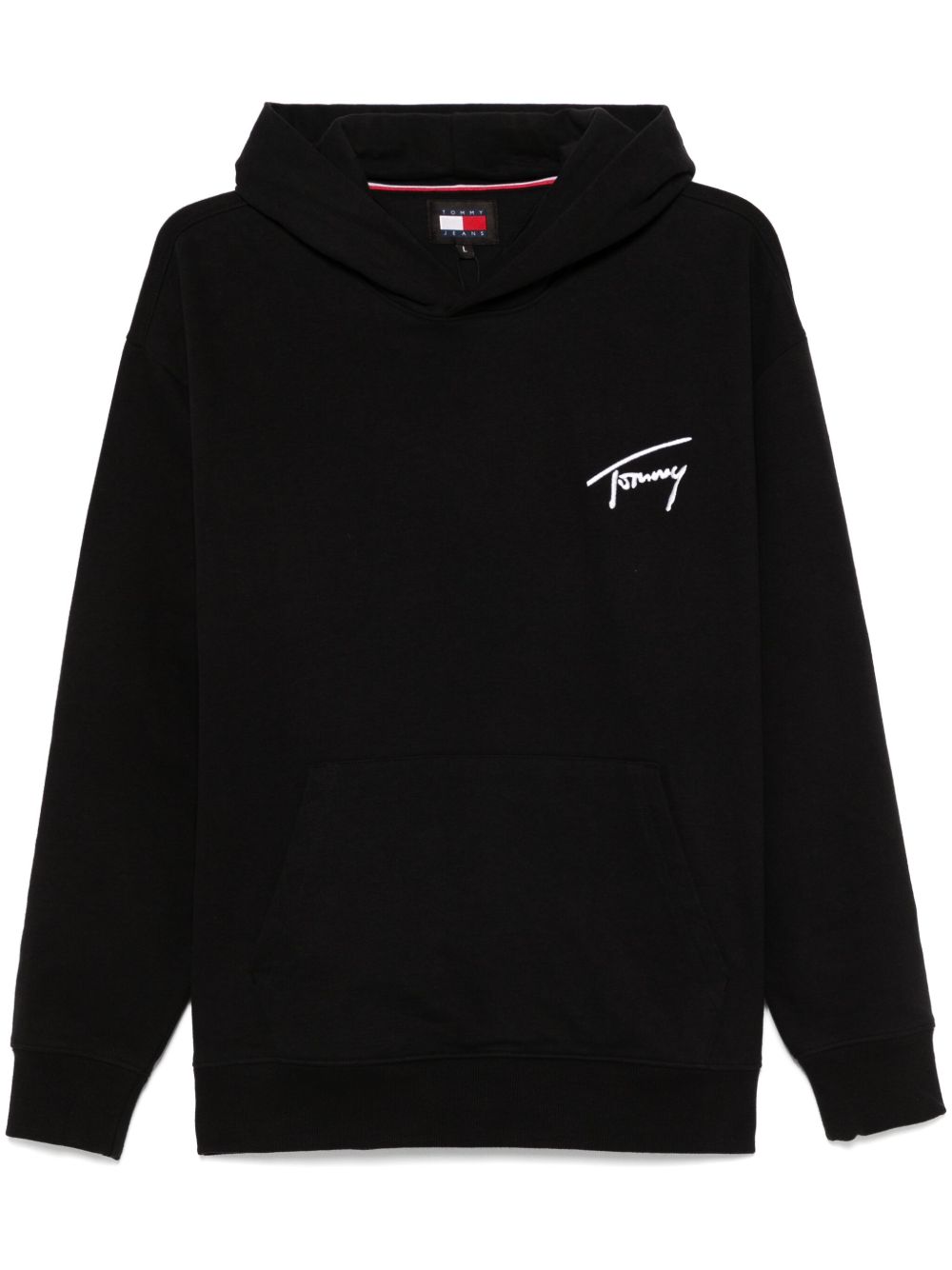 Tommy Hilfiger logo刺绣连帽衫 - 黑色