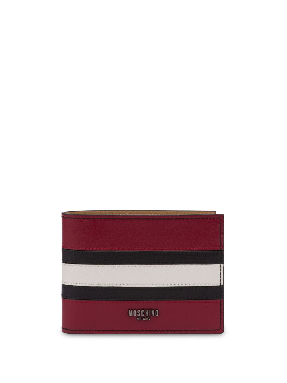 Moschino 条纹细节皮质钱包 - 红色