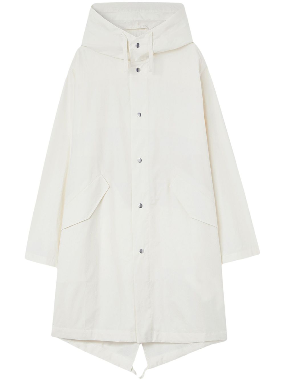 Jil Sander 鱼尾下摆棉连帽派克大衣 - 白色