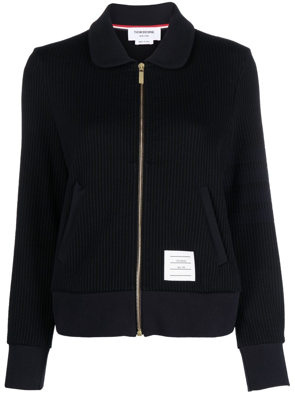 Thom Browne seersucker 4-Bar zipped jacket - 蓝色