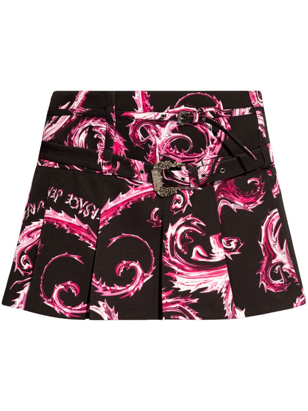 Versace Jeans Couture 抽象图案印花迷你半身裙 - 黑色