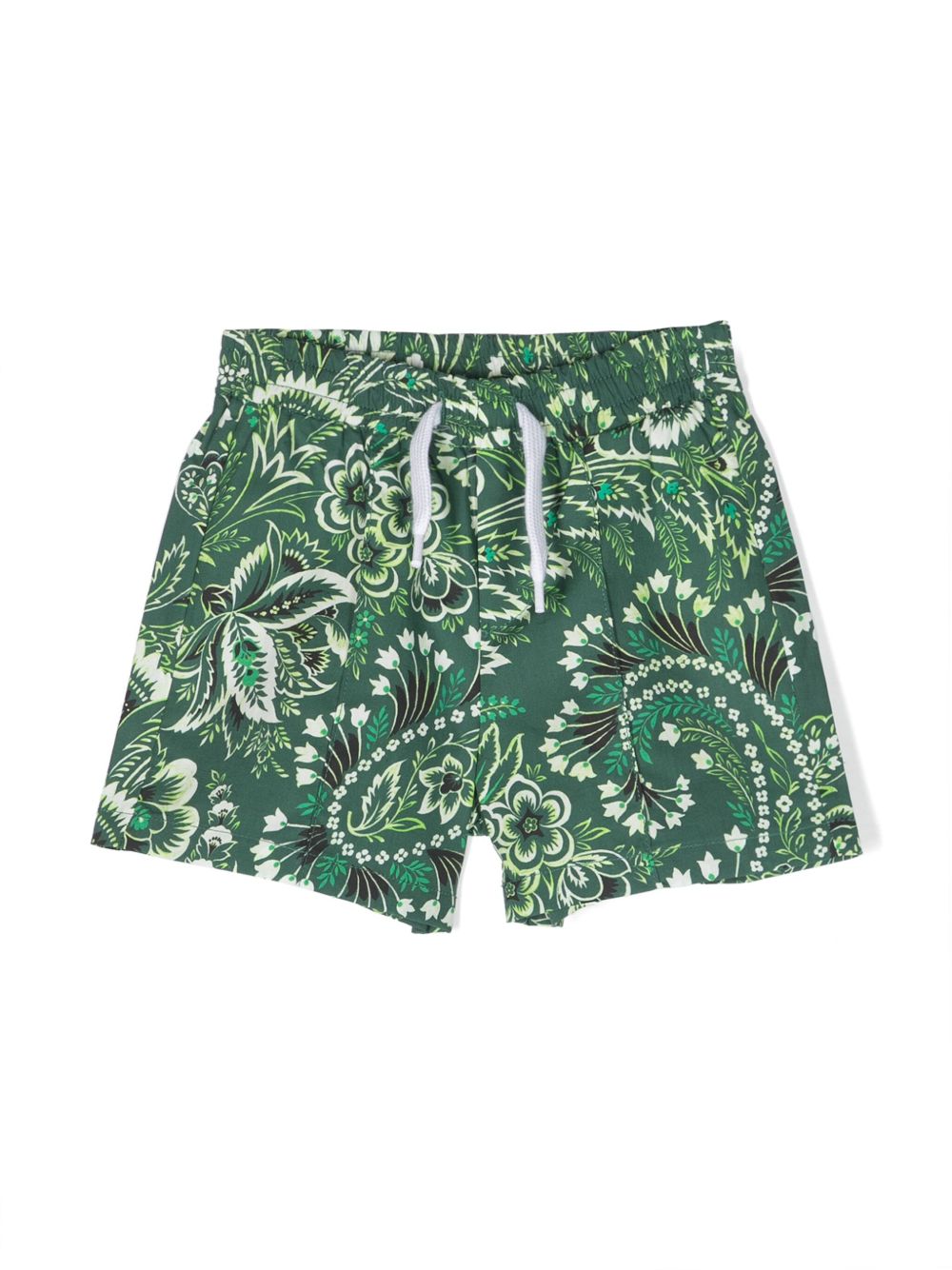 ETRO KIDS 花卉印花棉短裤 - 绿色