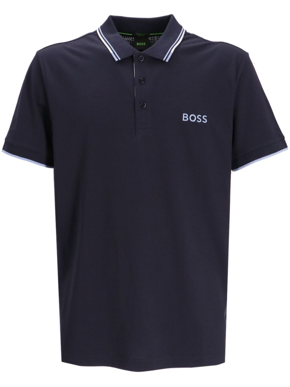BOSS logo刺绣polo衫 - 蓝色