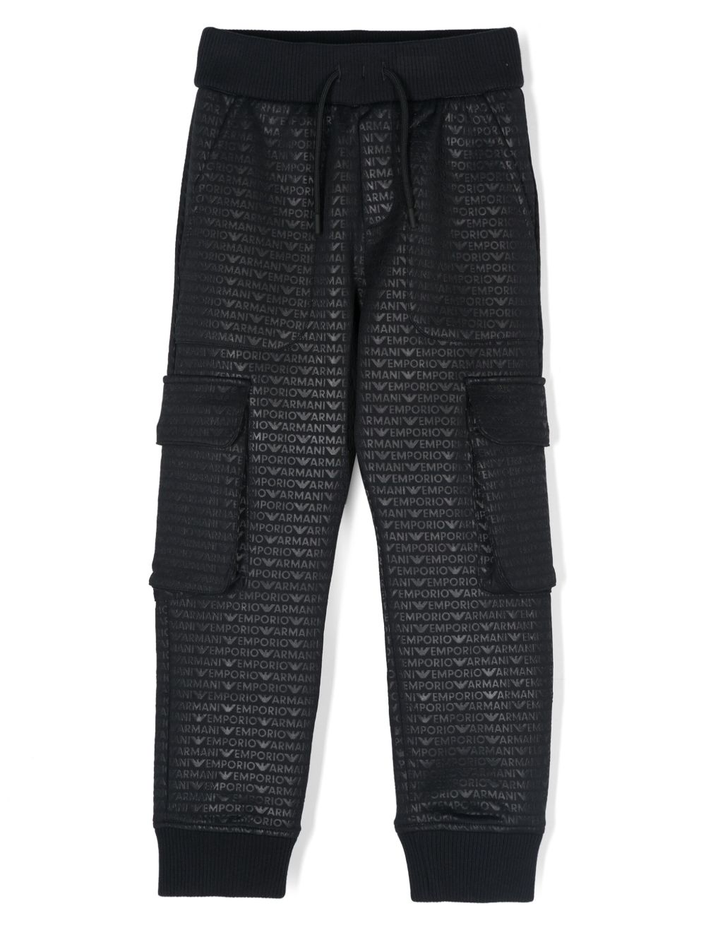Emporio Armani Kids logo印花长裤 - 蓝色