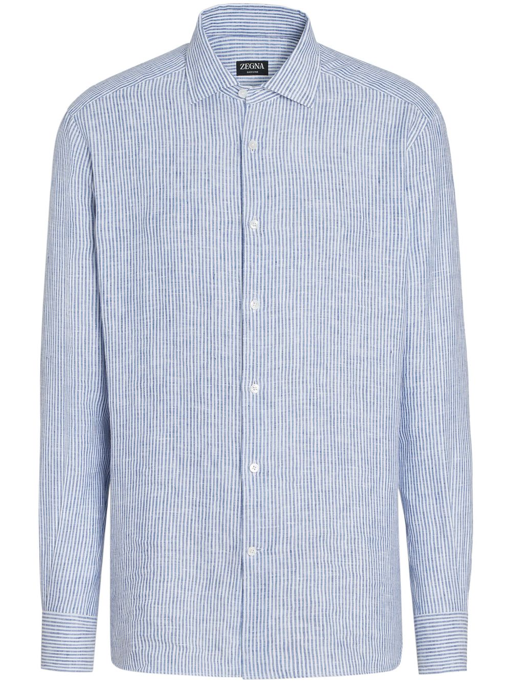 Zegna Oasi 条纹亚麻衬衫 - 白色