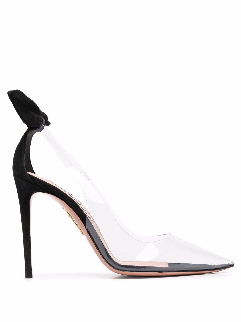 Aquazzura 蝴蝶结细节透明细高跟鞋 - 黑色