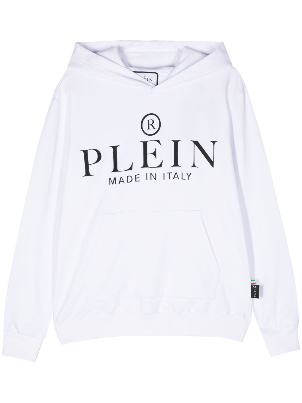 Philipp Plein logo贴花棉连帽衫 - 白色