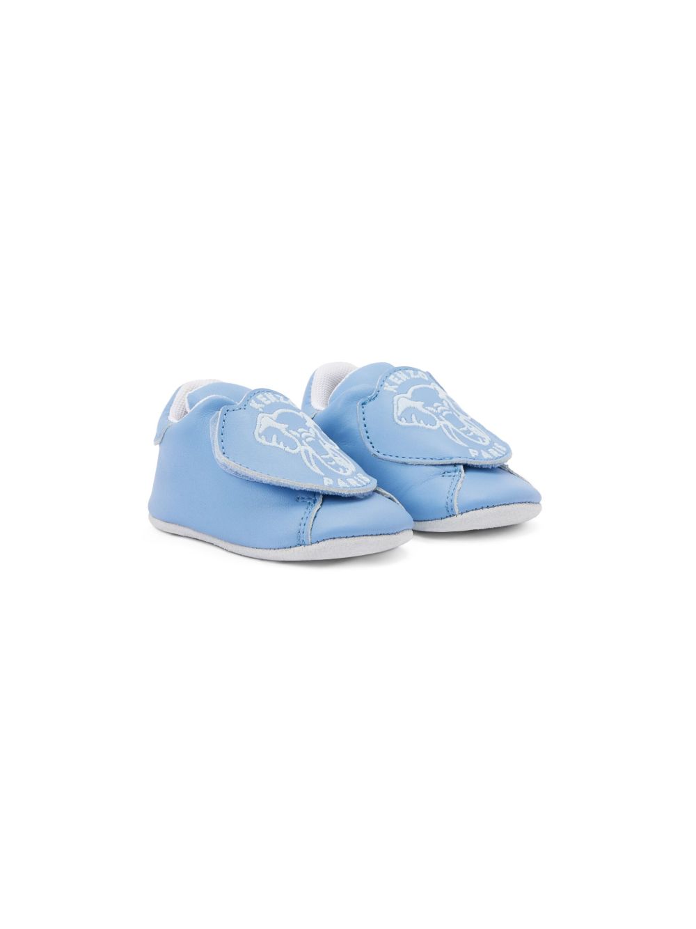 Kenzo Kids logo印花皮质拖鞋 - 蓝色