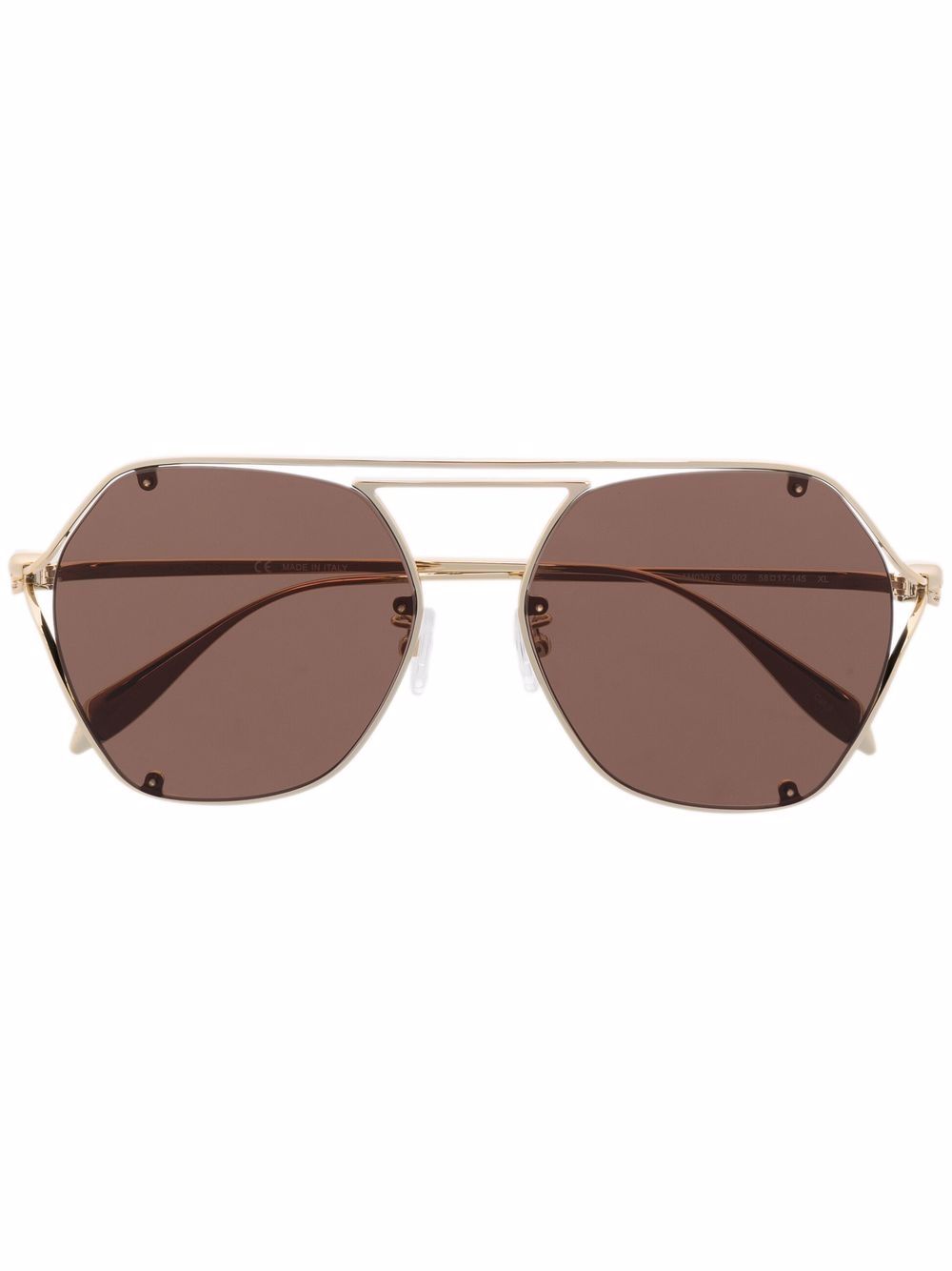 Alexander McQueen Eyewear 几何形镜框太阳眼镜 - 金色