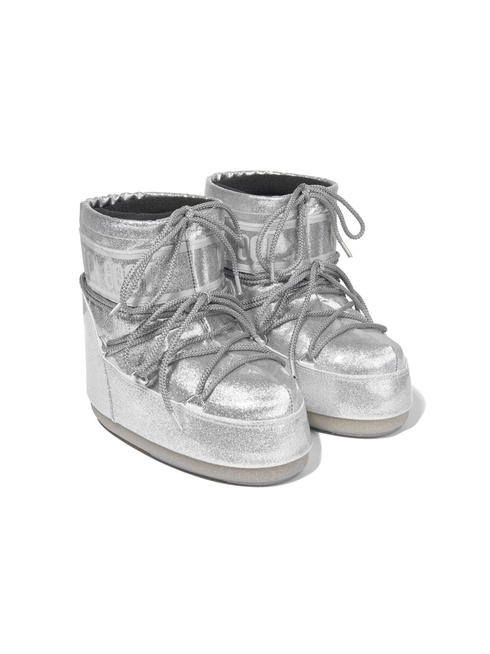 Moon Boot Kids Icon 亮片金葱细节及踝靴 - 银色