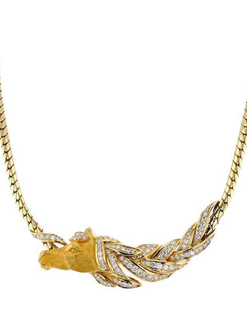 Fred horse motif diamond necklace - 金色