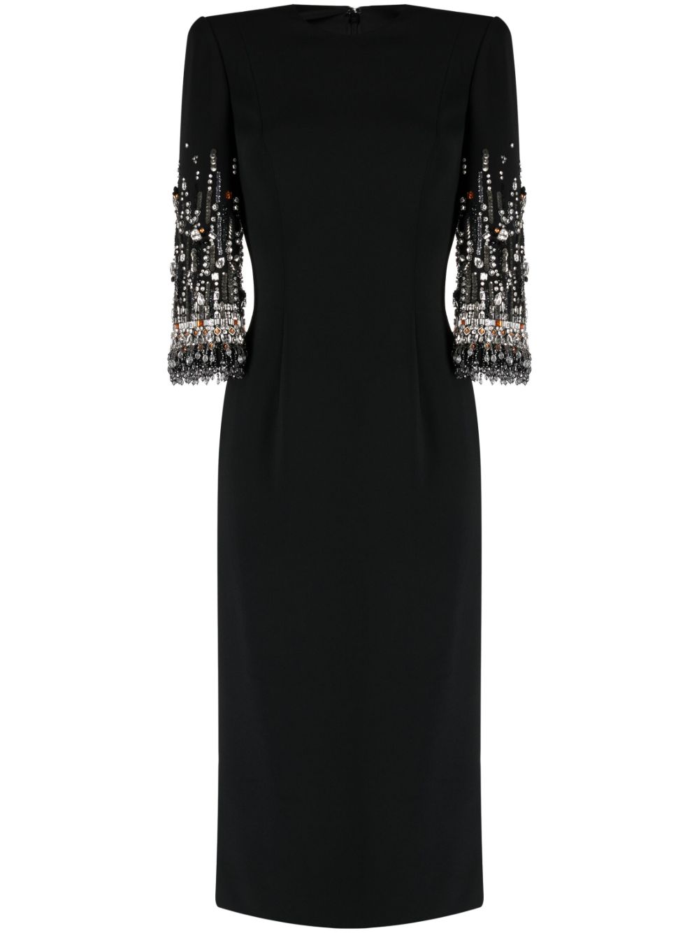 Jenny Packham Bergman 水晶缀饰中长连衣裙 - 黑色