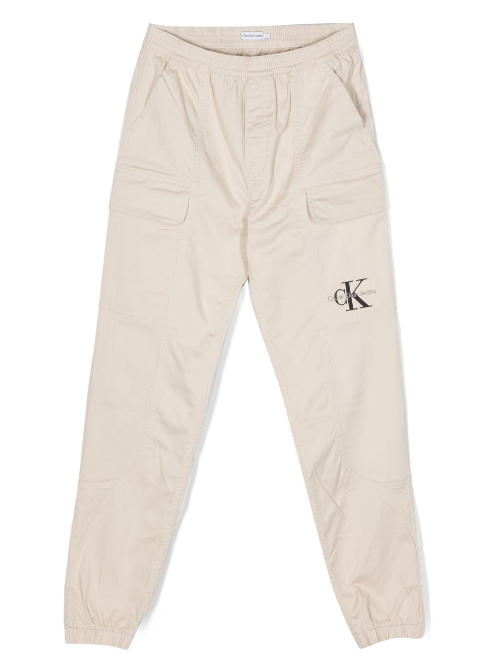 Calvin Klein Kids logo刺绣工装裤 - 中性色