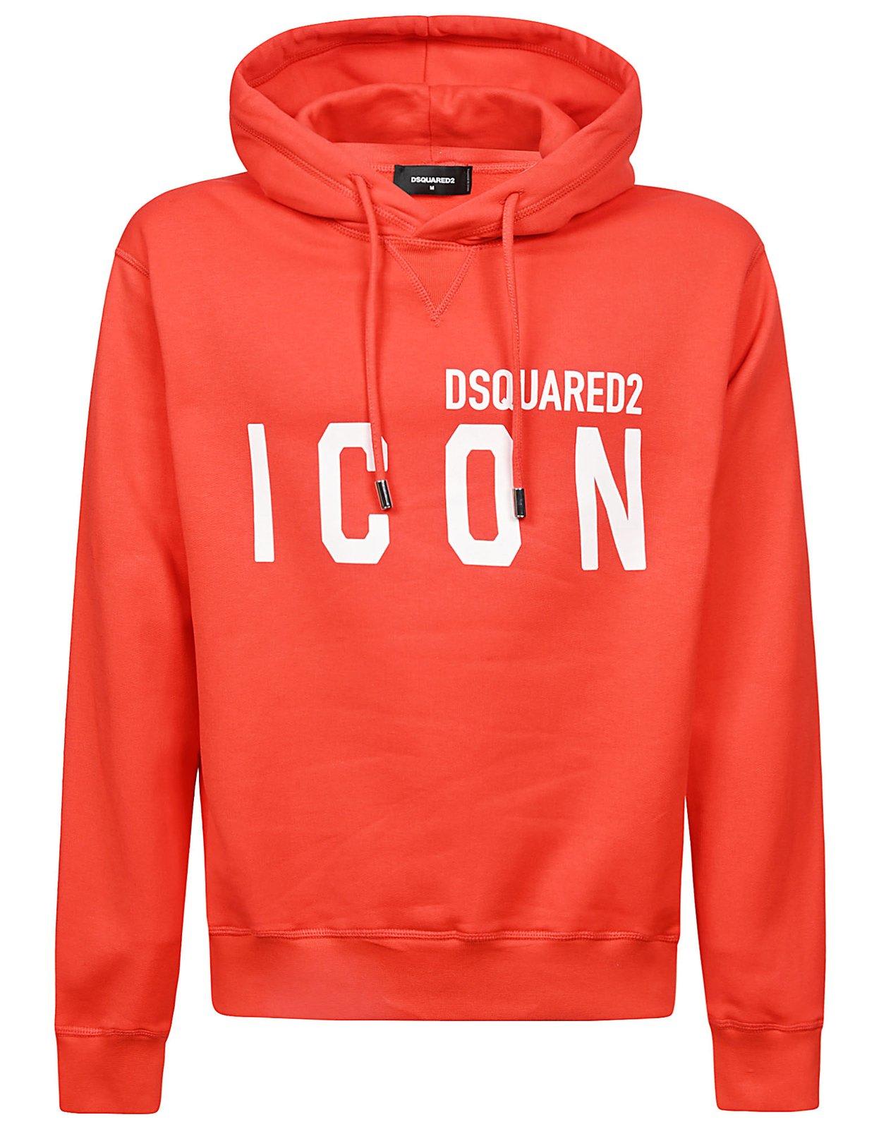 Dsquared 2徽标印刷抽绳连帽衫