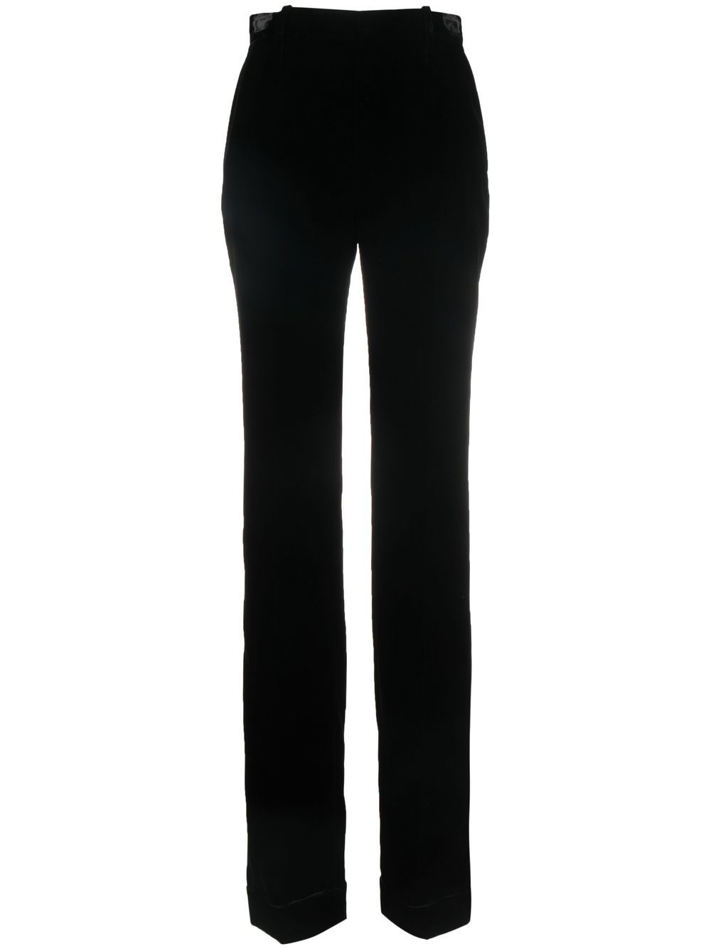 Saint Laurent 高腰丝绒直筒长裤 - 黑色