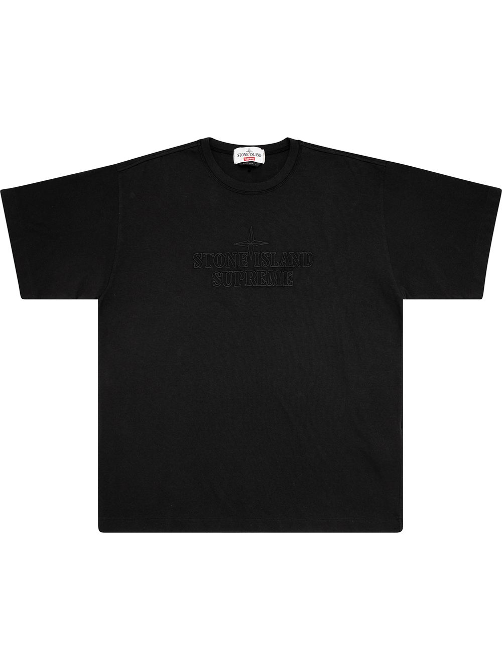 Supreme x Stone Island logo刺绣T恤 - 黑色