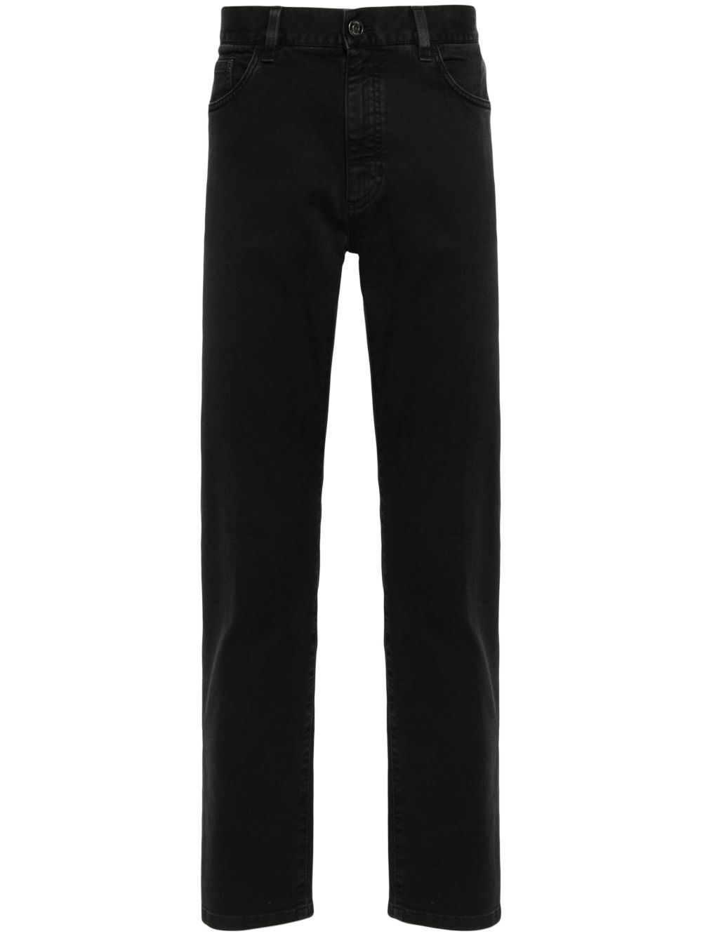 Zegna 中腰直筒牛仔裤 - 黑色