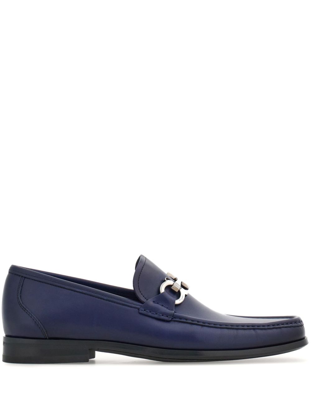 Ferragamo Gancini 标牌皮质乐福鞋 - 蓝色