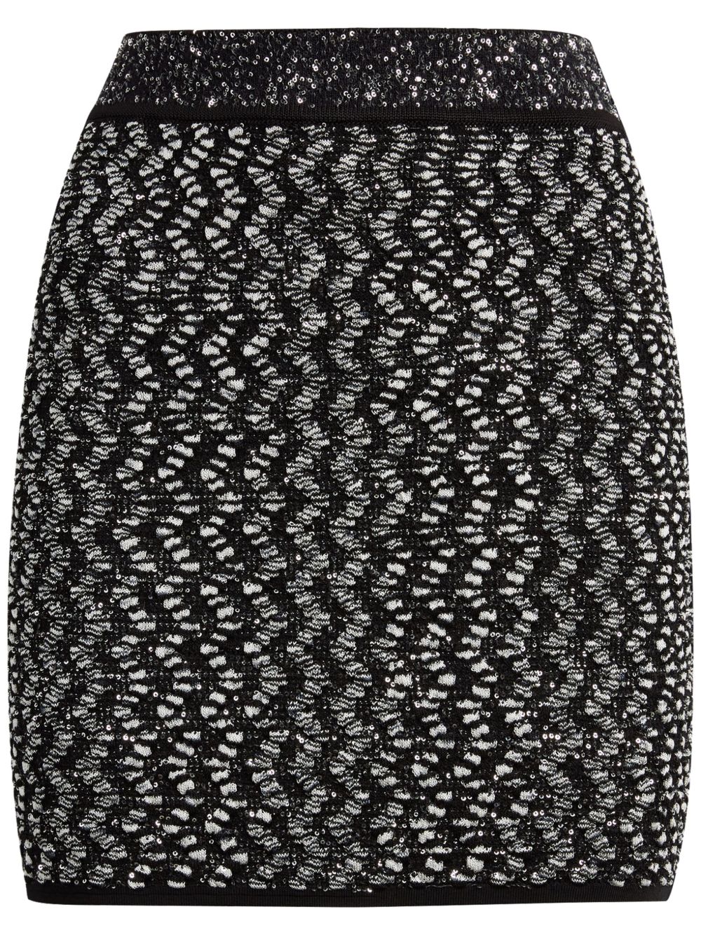 Missoni Zigzag 金属丝面料竹节针织迷你半身裙 - 黑色