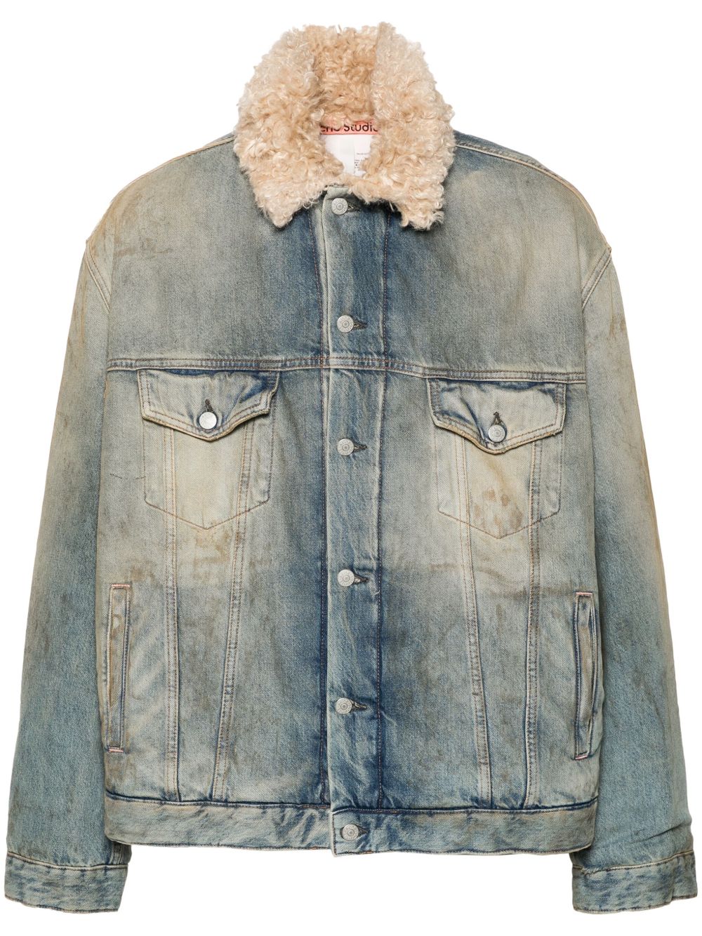 Acne Studios 皮毛一体领仿旧牛仔夹克 - 蓝色