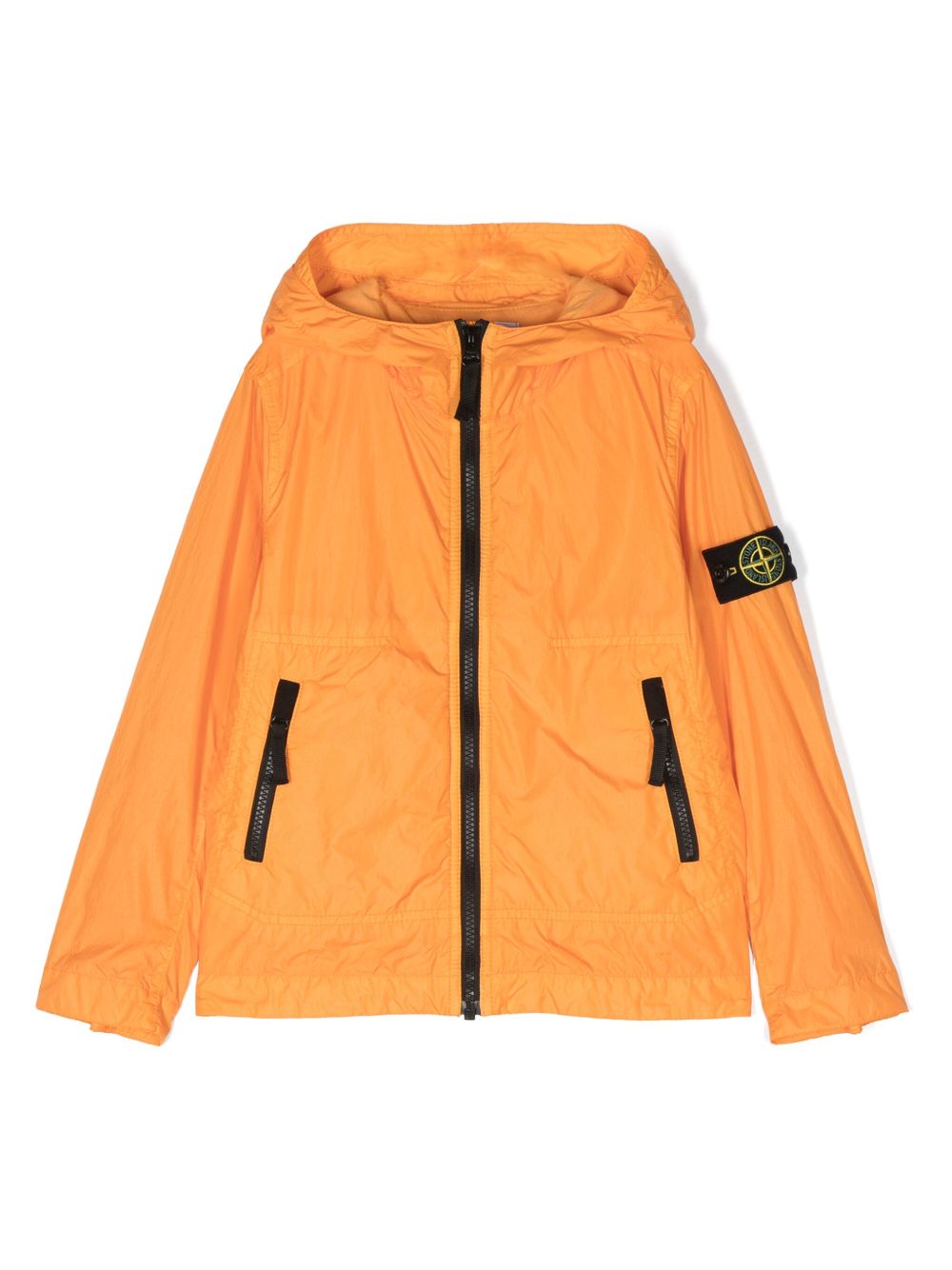 Stone Island Junior 连帽雨衣夹克 - 橘色