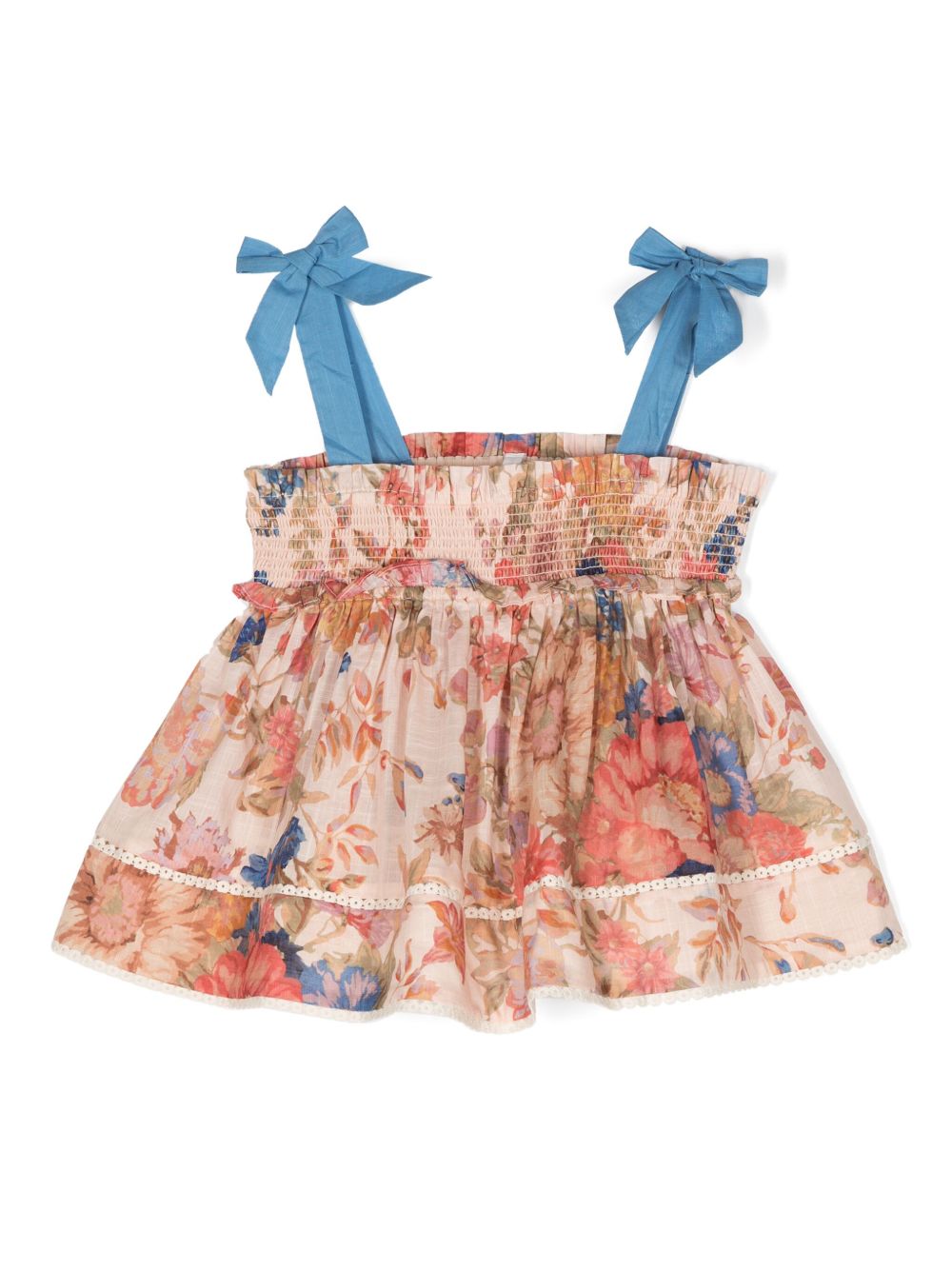 ZIMMERMANN Kids 花卉印花棉分层式上衣 - 中性色