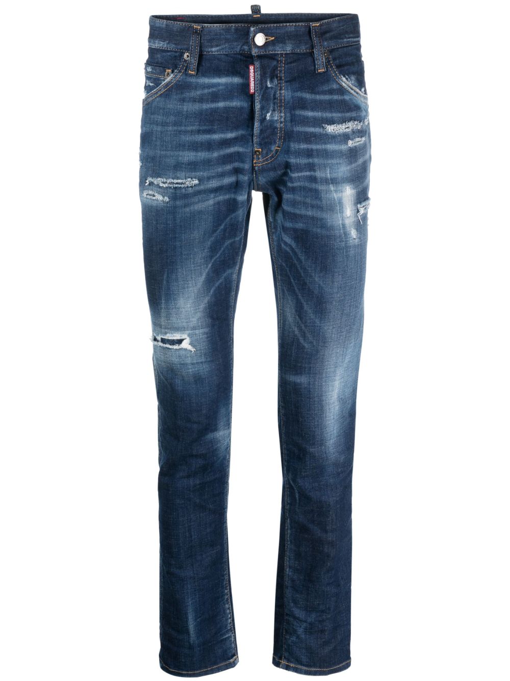 DSQUARED2 仿旧修身牛仔裤 - 蓝色