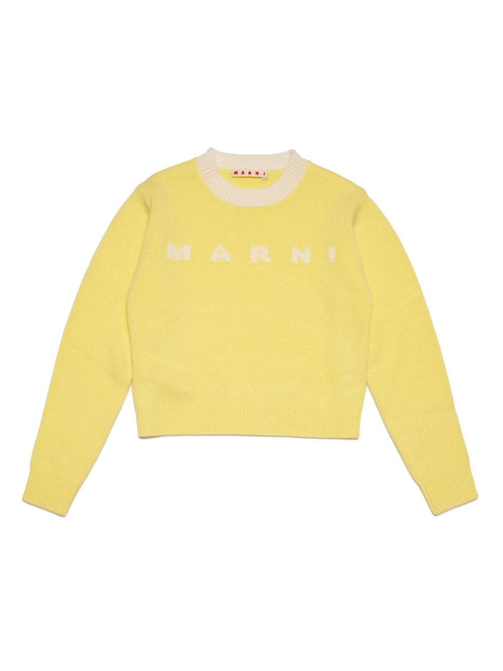Marni Kids 羊毛羊绒混纺logo毛衣 - 黄色