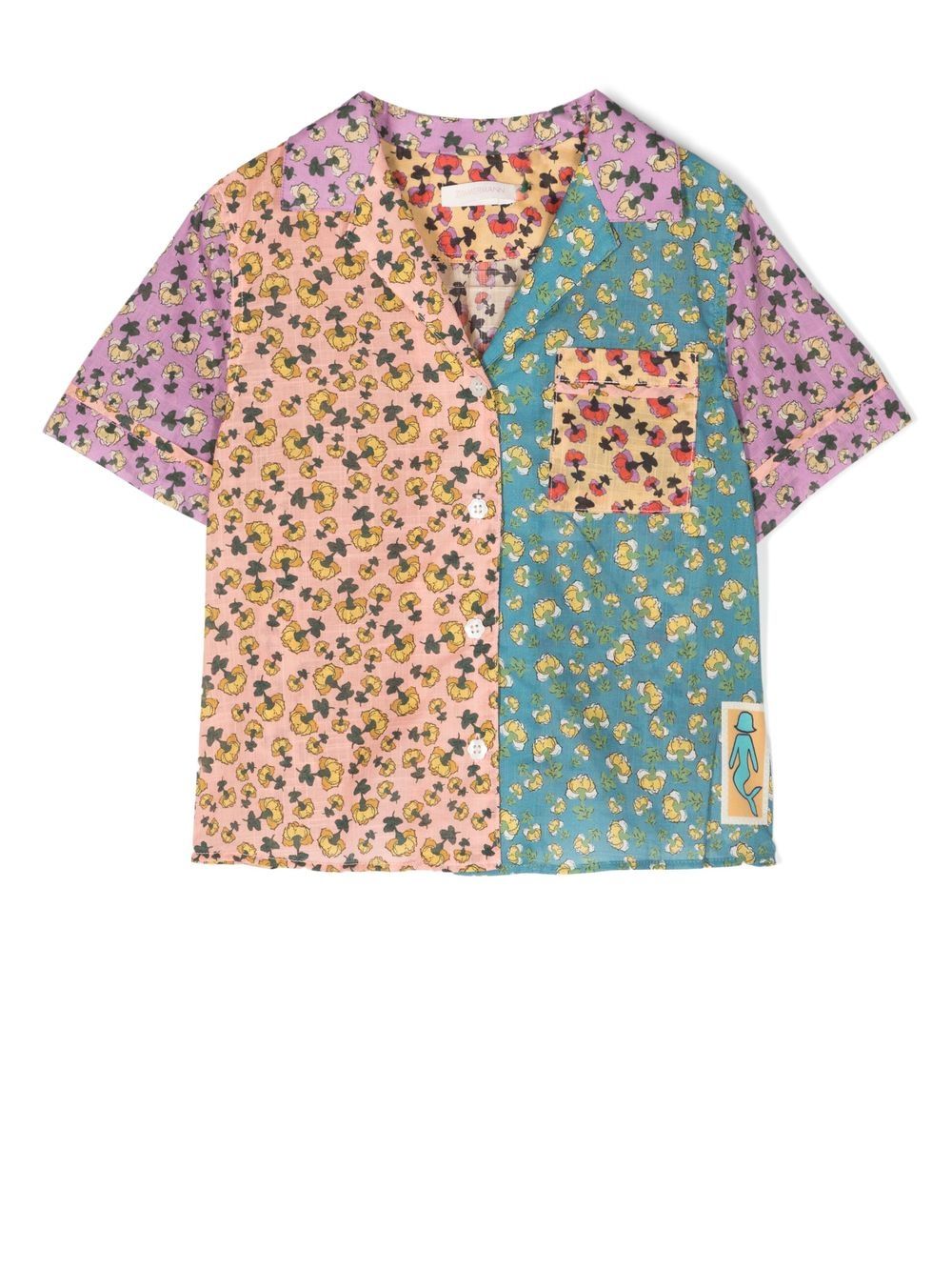ZIMMERMANN Kids Tiggy 花卉印花沙滩衬衫 - 粉色