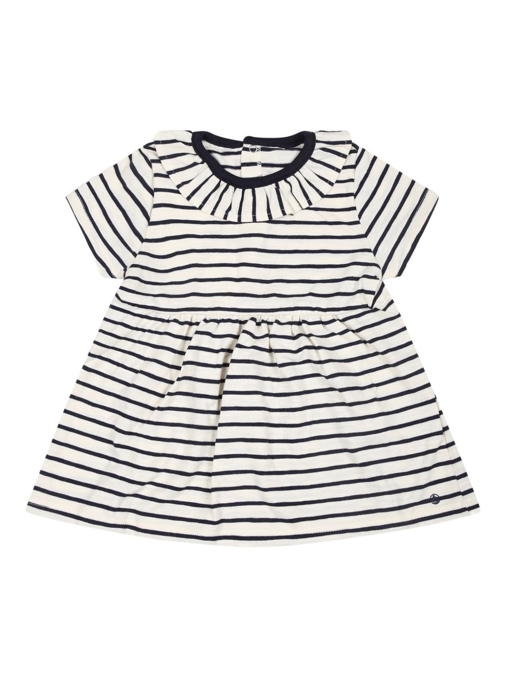 Petit Bateau 横条纹棉连衣裙 - 白色