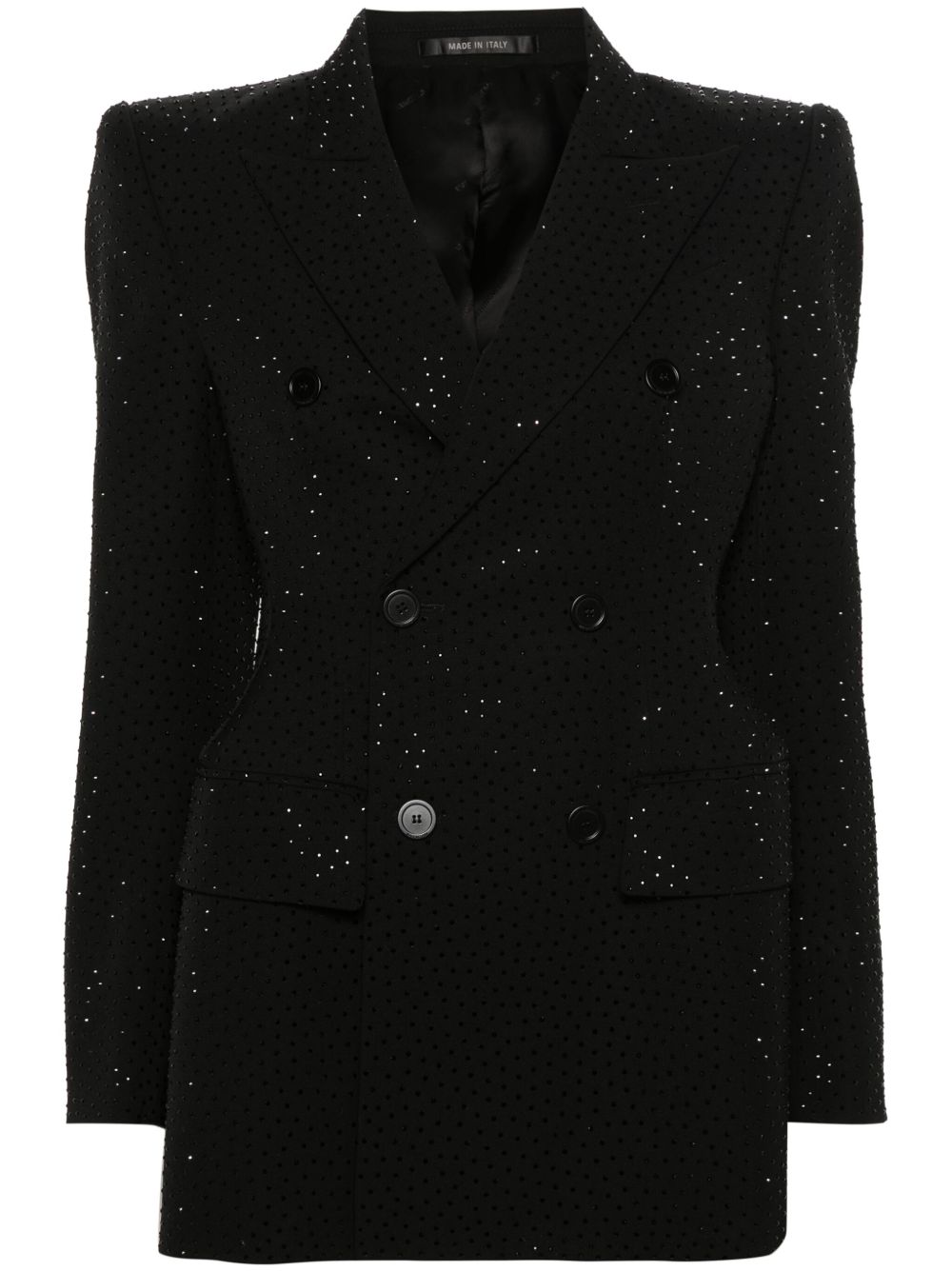 Balenciaga 水钻缀饰双排扣西装夹克 - 黑色