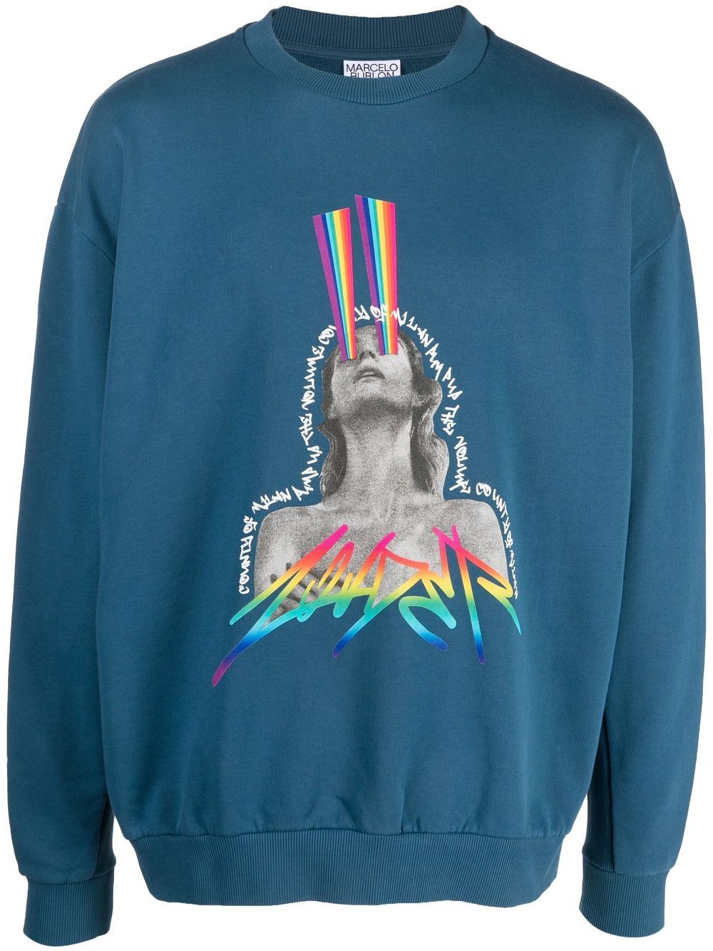Marcelo Burlon County of Milan 图案印花卫衣 - 蓝色