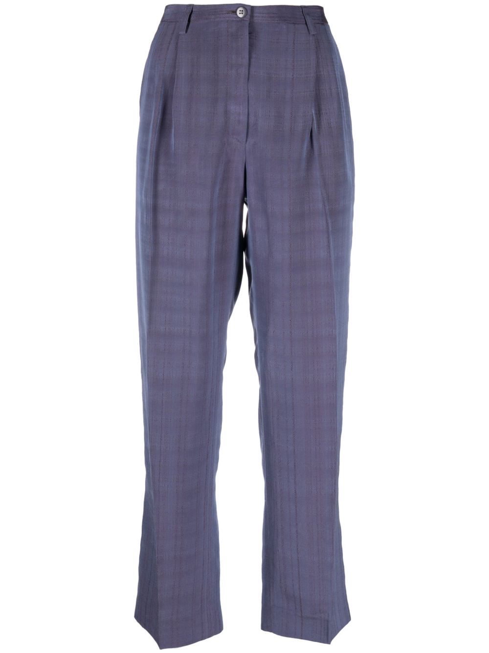 Giorgio Armani Pre-Owned 格纹虹彩效果长裤（2000年代典藏款） - 紫色