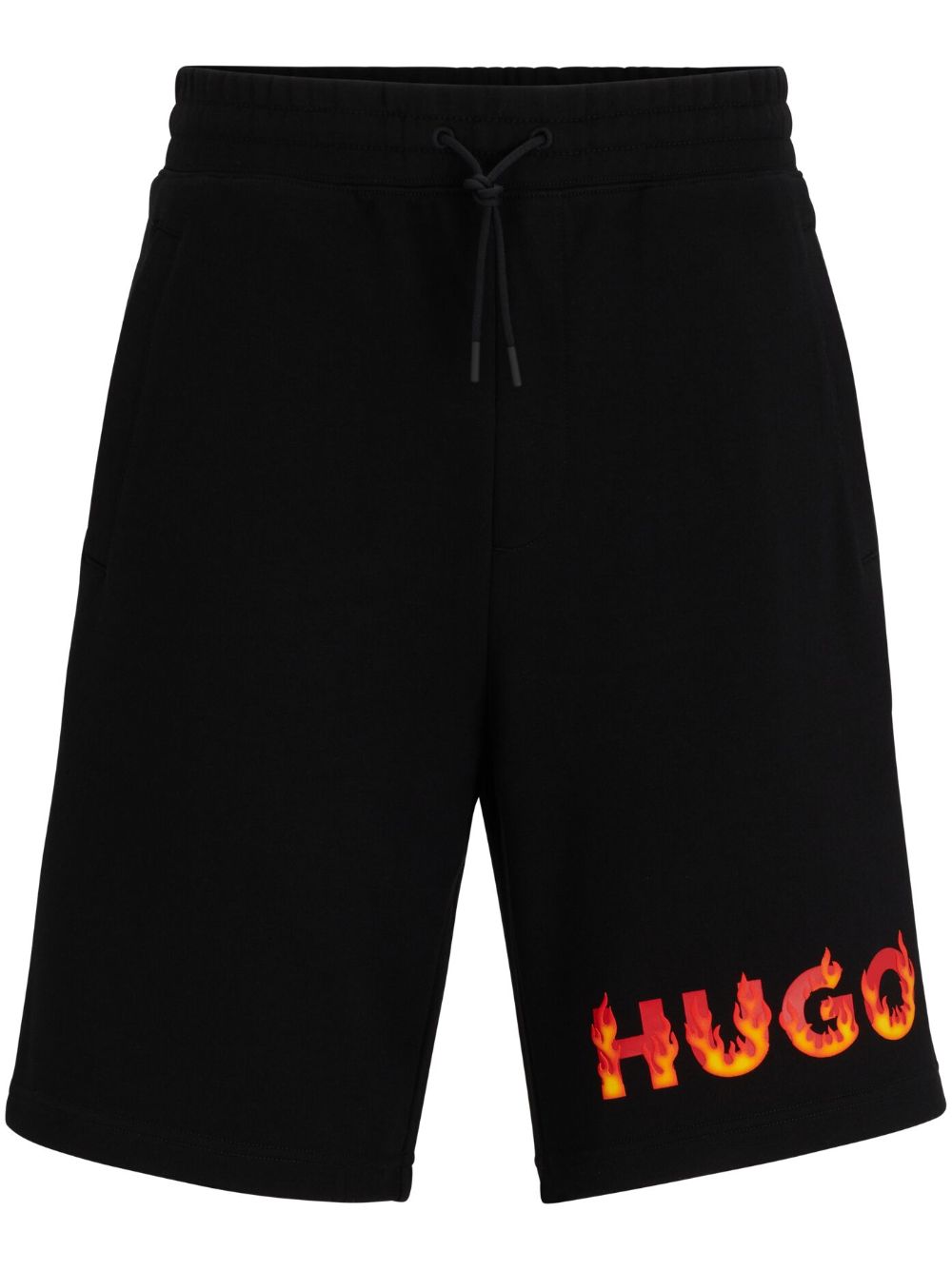 HUGO 火焰logo印花棉短裤 - 黑色