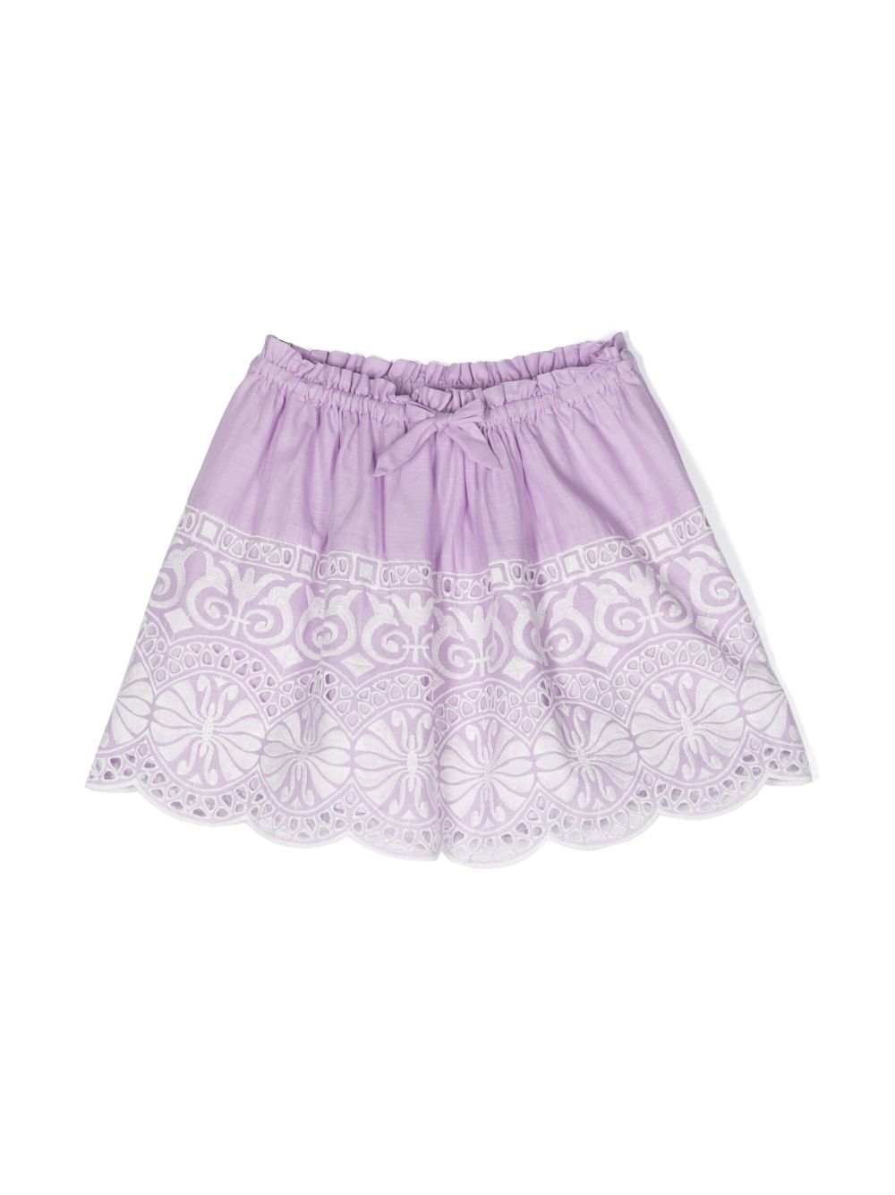 ZIMMERMANN Kids 马德拉刺绣抽绳半身裙 - 紫色