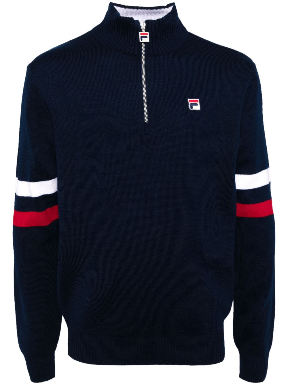 Fila logo刺绣毛衣 - 蓝色