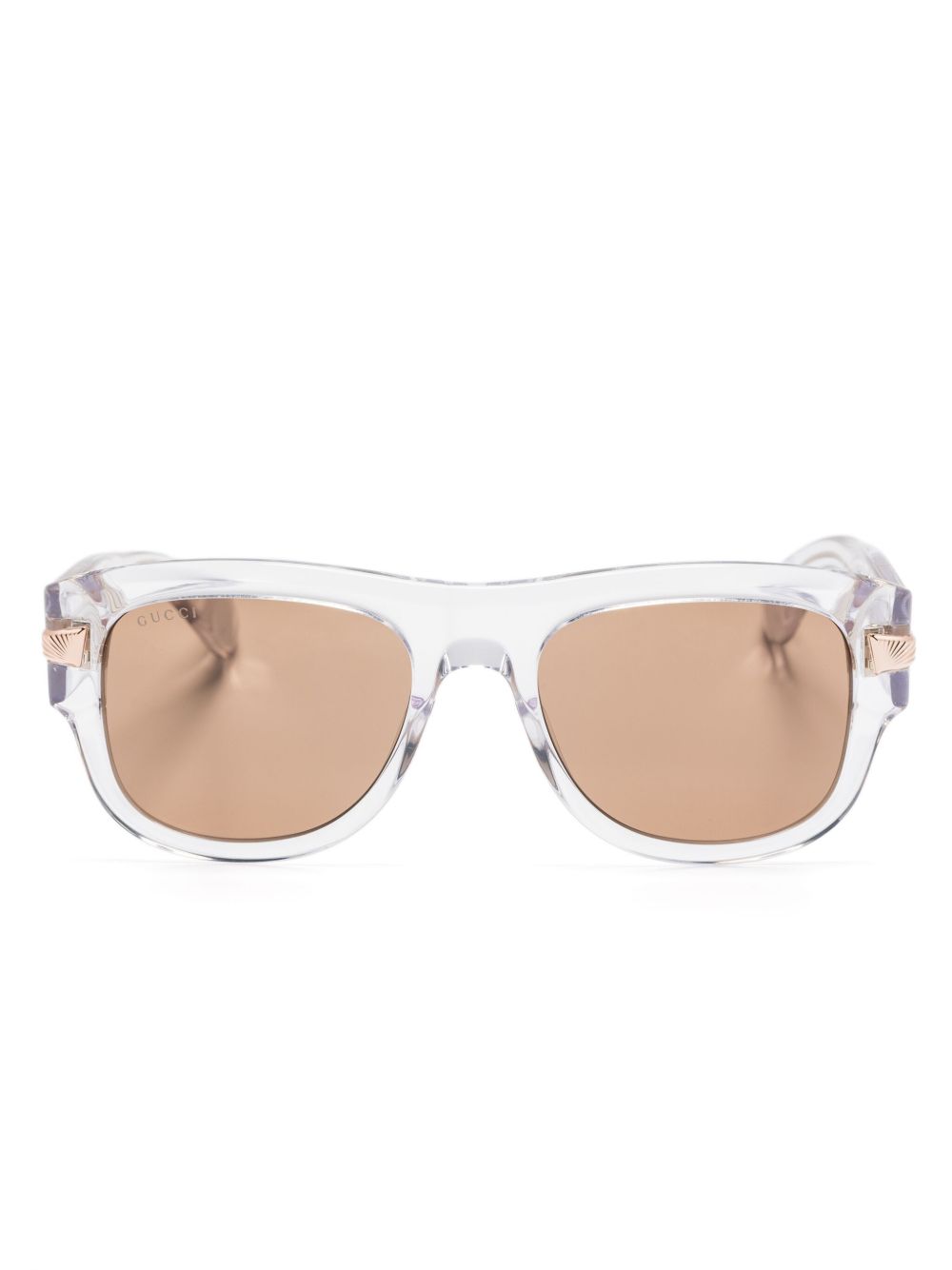 Gucci Eyewear logo雕刻方框太阳眼镜 - 中性色