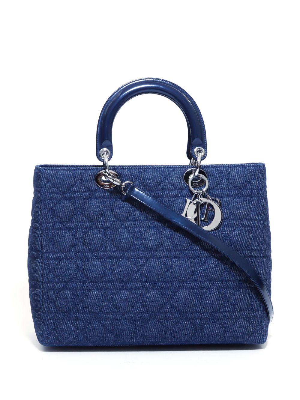 Christian Dior Pre-Owned Cannage Lady Dior 大号两用手提包（2000年典藏款） - 蓝色