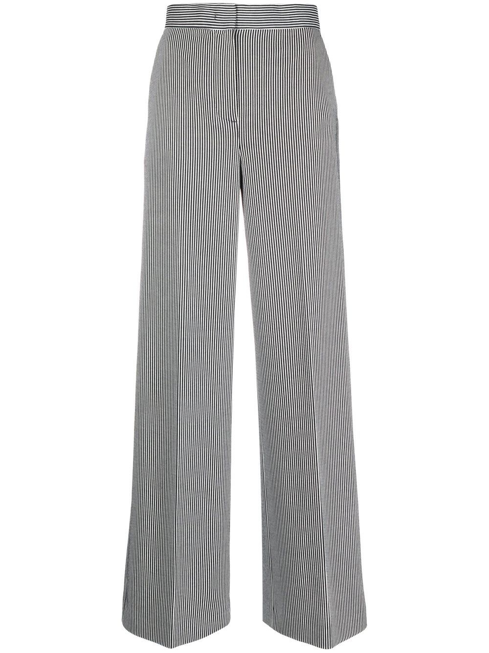 Max Mara 条纹图案长裤 - 蓝色
