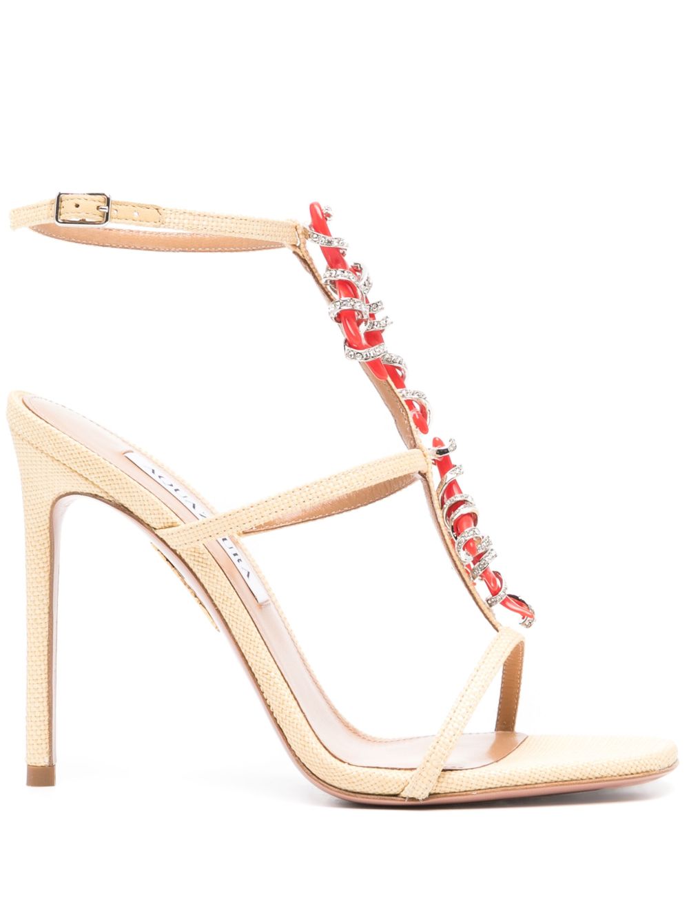 Aquazzura Capri Crush 拉菲草高跟凉鞋 - 中性色