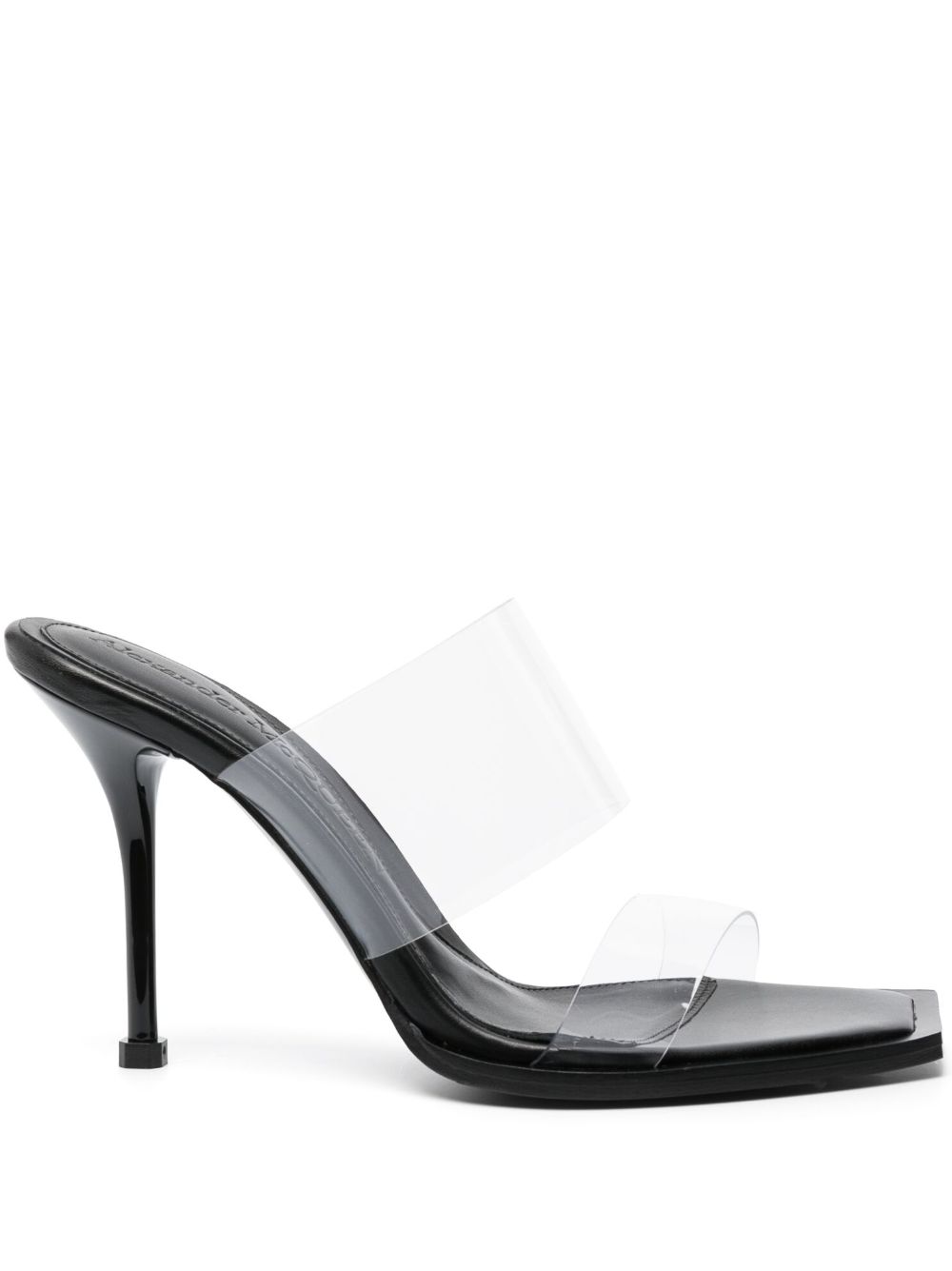 Alexander McQueen 露趾皮质高跟穆勒鞋 - 黑色