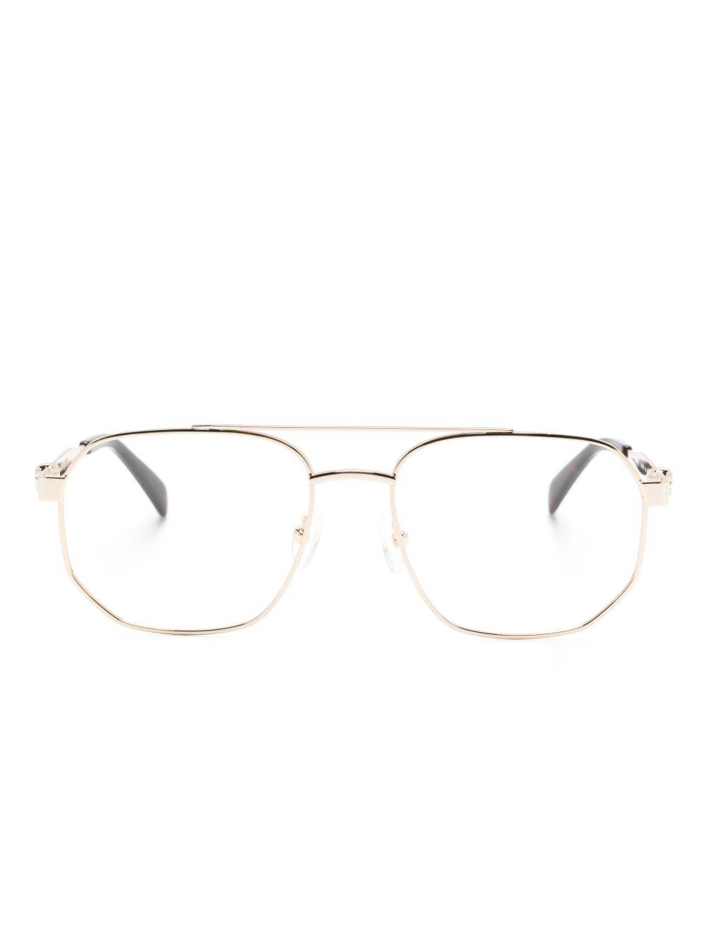 Alexander McQueen Eyewear logo雕刻飞行员镜框眼镜 - 金色