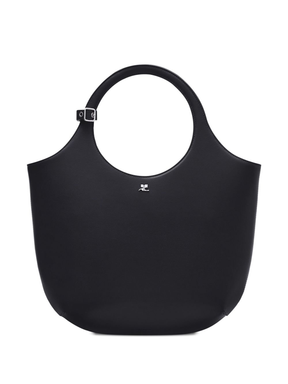 Courrèges Holy 中号皮质手提包 - 黑色