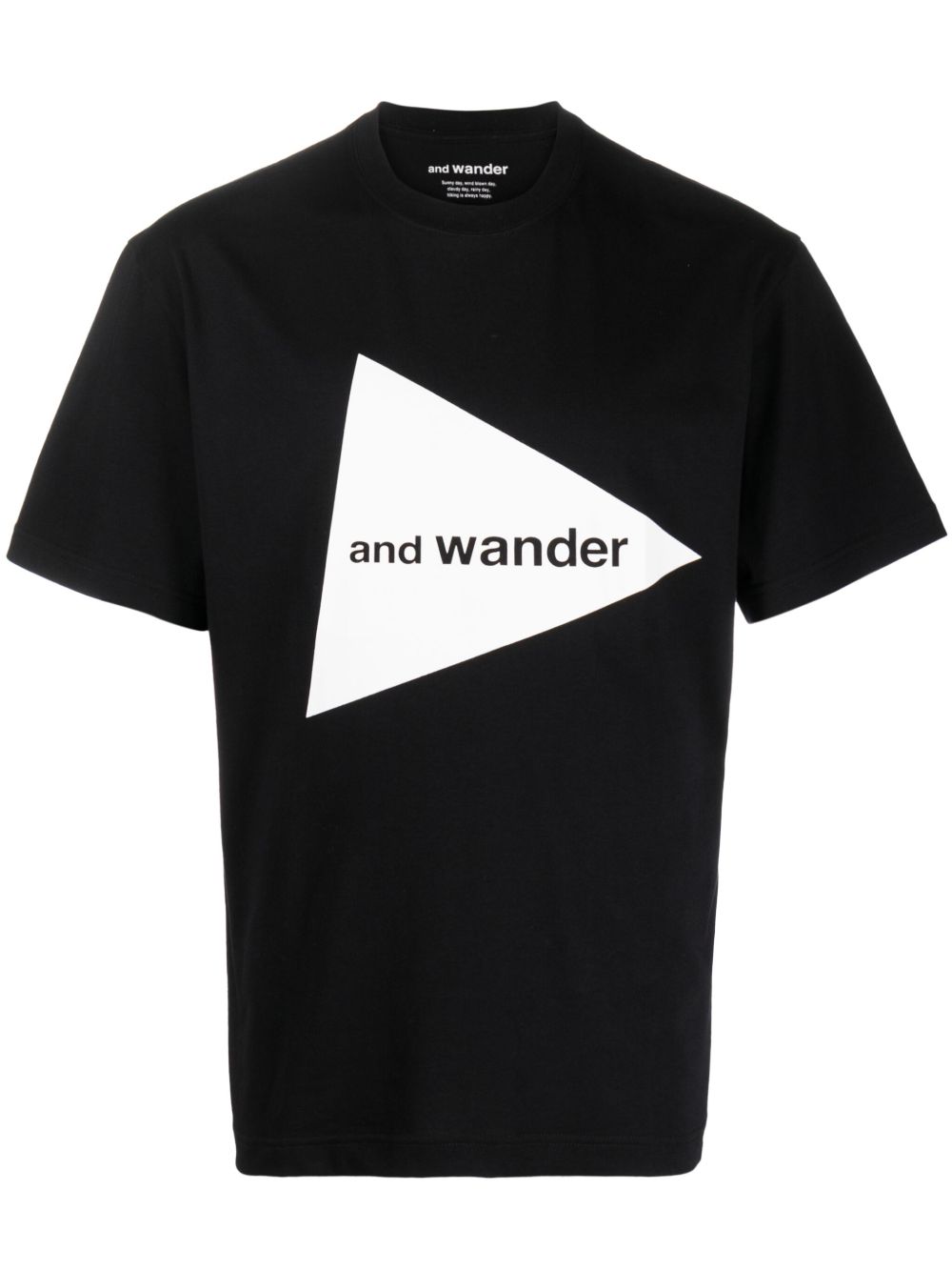 and Wander logo印花平纹针织T恤 - 黑色