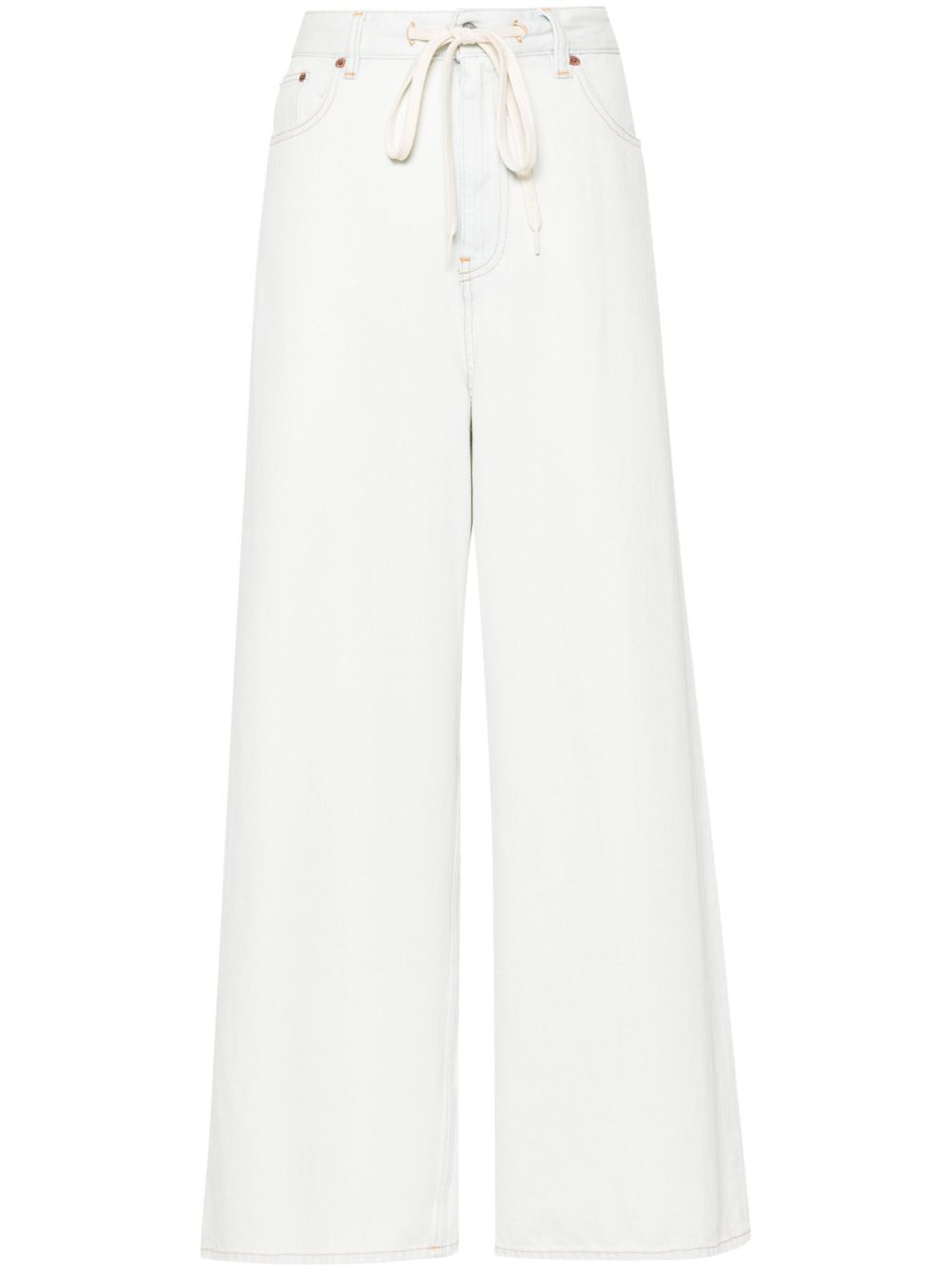 MM6 Maison Margiela 抽绳裤腰阔腿牛仔裤 - 蓝色