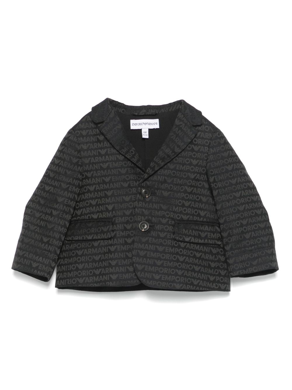 Emporio Armani Kids logo提花西装夹克 - 蓝色